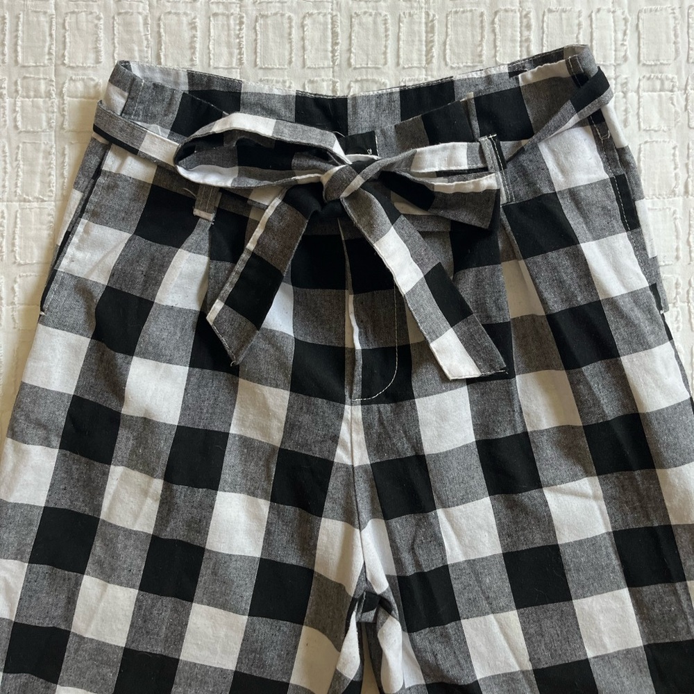 Checkered Black and White Straight Leg Pants